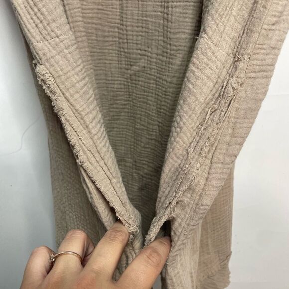 Zenana Tan Distressed Pocket Dress XL - Picture 4 of 6